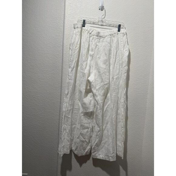 CP Shades Wendy Wide Leg Solid White Linen Pull on Pants Women's XL - Picture 2 of 12